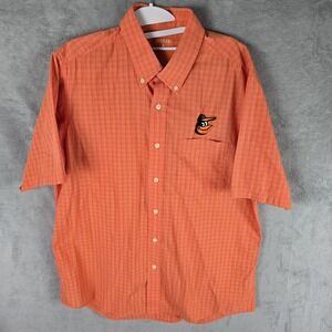 Antigua MLB Orioles Baltimore Button Orange Shirt Size Large